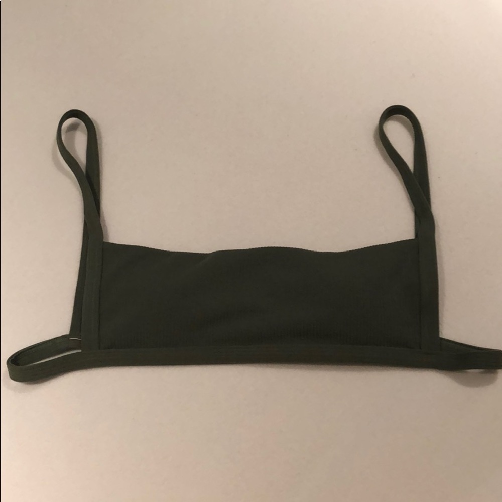 Green square neckline bikini top